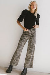 Andrea Mixed Media Top in Black