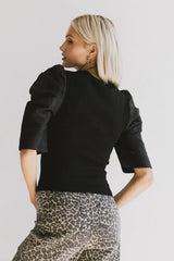 Andrea Mixed Media Top in Black