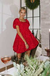 Aisling Bubble Mini Dress in Red