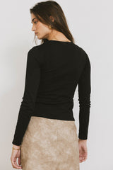 Alexa Long Sleeve Top in Black