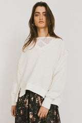 Ellis Waffle Knit Top in Cream
