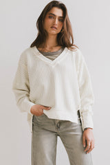 Ellis Waffle Knit Top in Cream