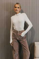 Alani Mock Neck Top in Ivory