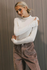 Alani Mock Neck Top in Ivory