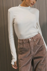 Alani Mock Neck Top in Ivory