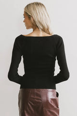Nyla Ribbed Sweater in Black
