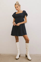 Dasha Textured Mini Dress in Navy