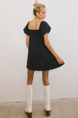 Dasha Textured Mini Dress in Navy