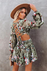 Stefanie Patchwork Ruffle Tiered Cutout Dress