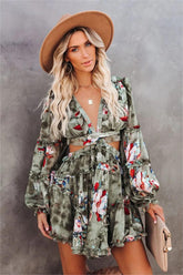 Stefanie Patchwork Ruffle Tiered Cutout Dress