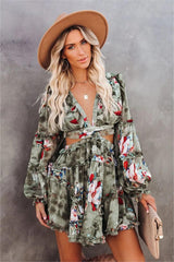 Stefanie Patchwork Ruffle Tiered Cutout Dress