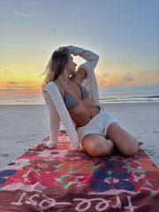 Beige Cable Knit Open Front Cardigan