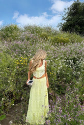 Yellow Tank Top and Midi Skirt Matcing Sets