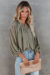 Olive Green Button Down Blouse