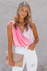 Love Songs Satin Embossed Drape Tie Bodysuit