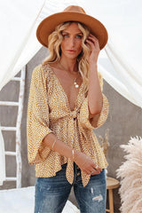 Carrison Floral Tie Front Peplum Top