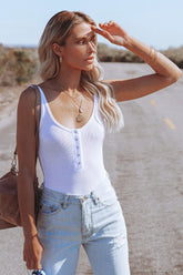 Layla Ribbed Tank Bodysuit - White