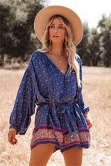 Luana Pocketed Printed Button Down Romper