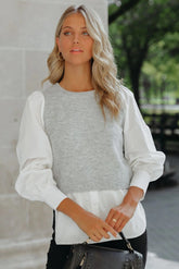 Bleecker Contrast Poplin Sweater Top