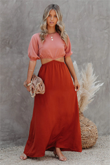 Aguilar Colorblock Cutout Maxi Dress