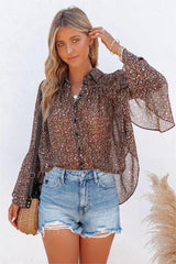 Balayage Printed Bell Sleeve Blouse