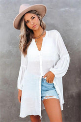 Noland Button Down Cover-Up Dress - Off White