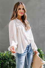 Maxine Swiss Dot Crochet Detailed Blouse