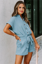 Donnelly Cotton Pocketed Button Down Romper