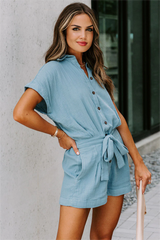 Donnelly Cotton Pocketed Button Down Romper