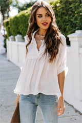 Tabitha Satin Babydoll Blouse - Ivory