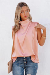 Prestige Satin Cowl Neck Blouse - Peach
