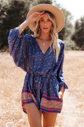Luana Pocketed Printed Button Down Romper