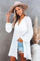 Noland Button Down Cover-Up Dress - Off White