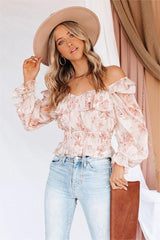 Start Living Floral Smocked Ruffle Crop Blouse