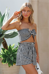 Loran Cotton Pocketed High Rise Gingham Shorts - Black - SALE