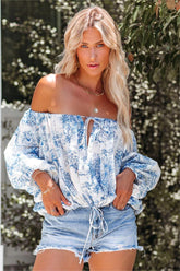 Guidance Cotton Printed Drawstring Top