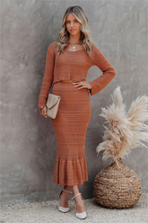 Woodley Cotton Blend Trumpet Midi Skirt