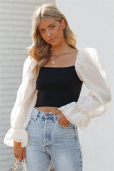 Chantelle Statement Sleeve Crop Blouse - Cream