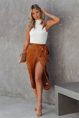 Hutchinson Printed Satin Wrap Midi Skirt