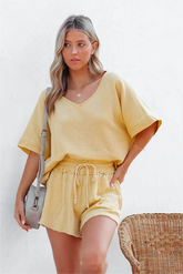 Sumner Cotton Pocketed Frayed Shorts - Yellow