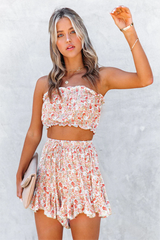 Omega Floral Ruffle Shorts - Orange