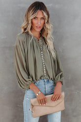 Lookout Button Down Crop Blouse