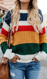 Rainbow Striped Knit Sweater