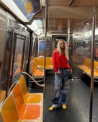 Blue Distress Loose Denim Jeans