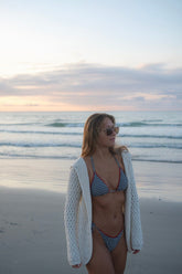 Beige Cable Knit Open Front Cardigan