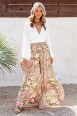 A World To See Floral Tie Front Wide Leg Pants