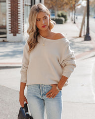 Acacia Cotton Crew Neck Sweater - Pale Beige