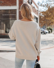 Acacia Cotton Crew Neck Sweater - Pale Beige