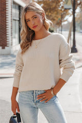 Acacia Cotton Crew Neck Sweater - Pale Beige
