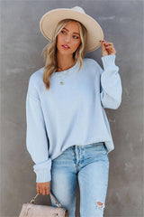 Acacia Cotton Crew Neck Sweater - Light Blue
